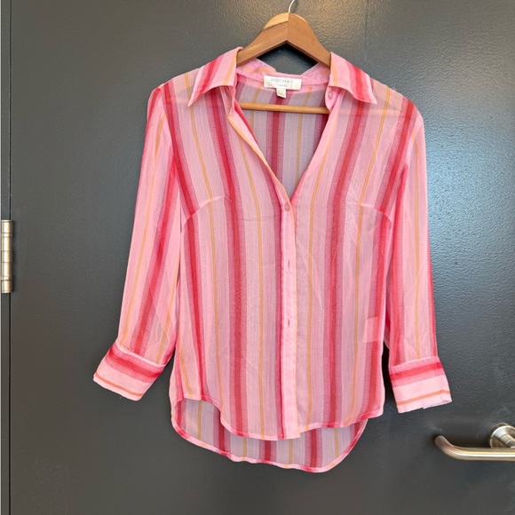 Rochas Vintage sheer S very good vintage condition Pink and White Relaxed Blouse - Picture 3 of 10